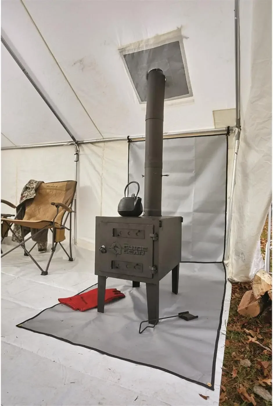 Large Outdoor Wood Burning Stove Portable with Chimney Pipe for Cooking, Camping, Tent, Hiking, Fishing, Backpacking