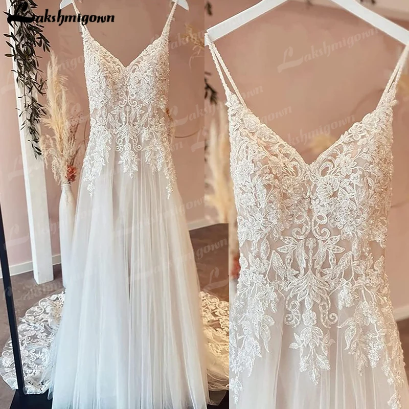 Lakshmigown Chic Lace ชุดแต่งงานสาย2022 Elegant เจ้าสาวประเทศงานแต่งงานชุดเปิดกลับ Vestidos De Nova Brautkleid