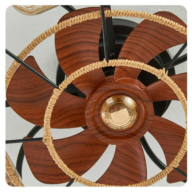 Imagem -06 - American Retro Fan Light Ventilador Control Sala de Jantar Sala de Estar Quarto Rattan Ceiling Light 220v 110v