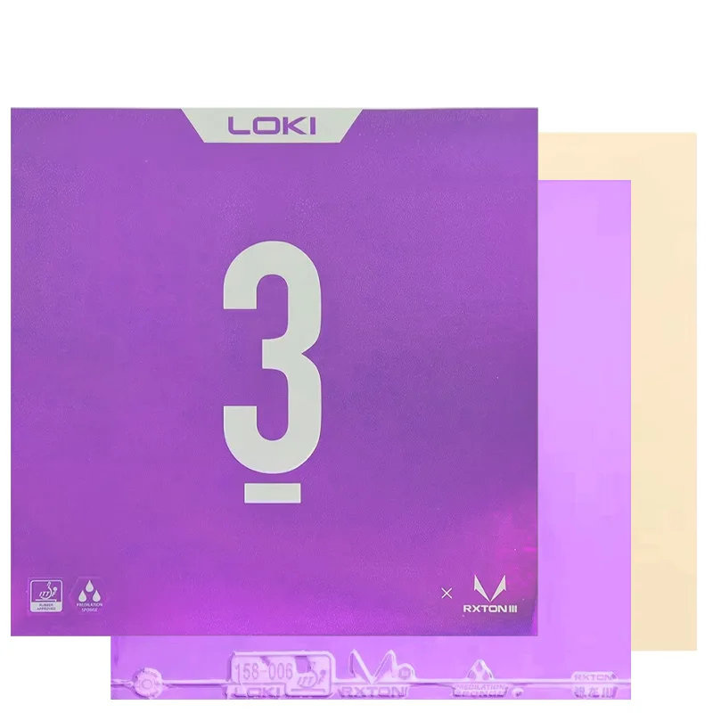 LOKI RXTON 3 Kleurrijk Tafeltennisrubber met Cake Sponge Sticky Professioneel Ping Pong Rubber Blad Blauw Roze Groen Paars