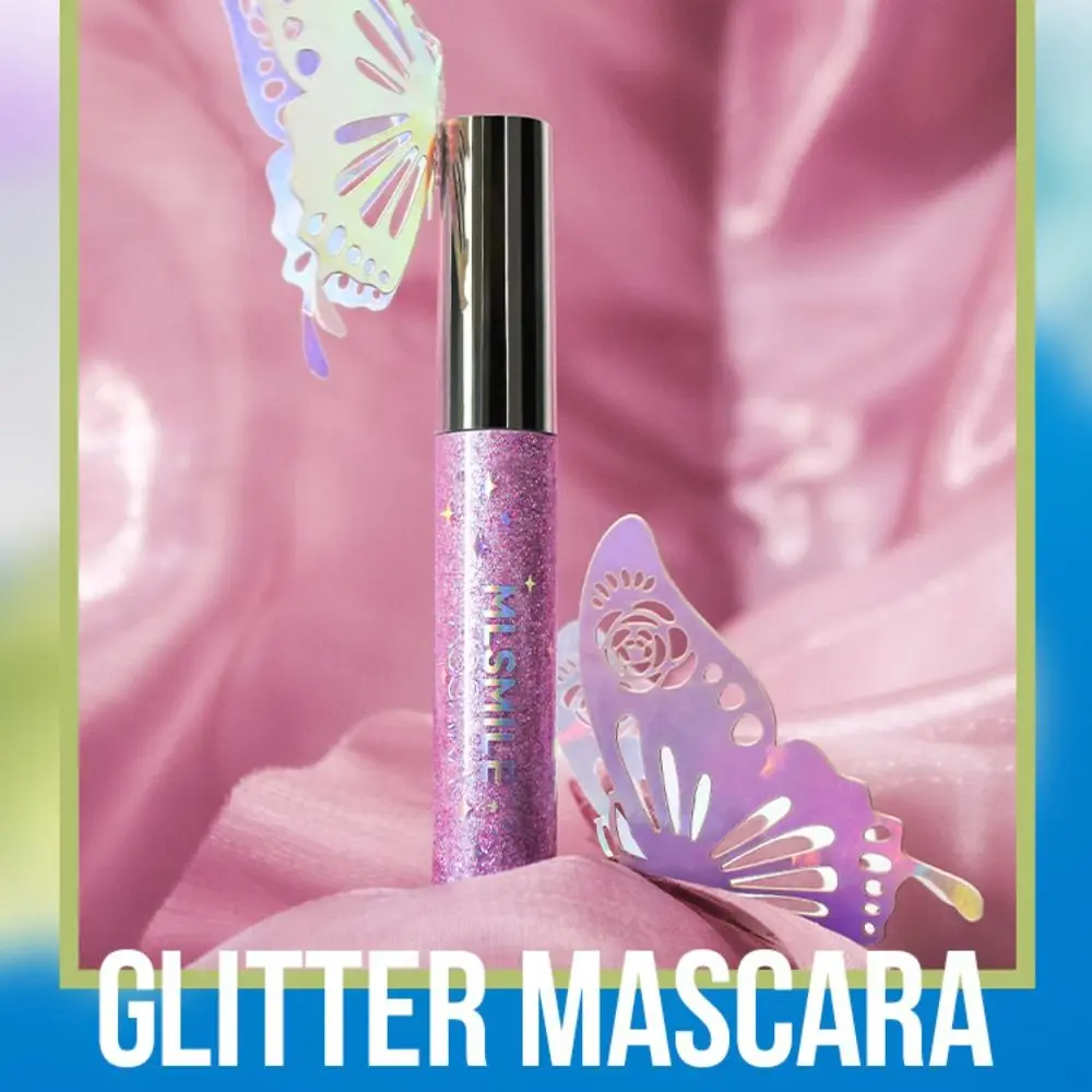 Metallic Glitter Gekleurde Mascara Kleine Opzetborstel Pailletten Wimperverlenging Tubing Shimmer Waterdichte Mascara Crème Dames