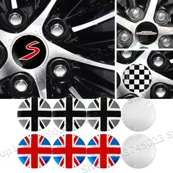 4Pcs 56mm Car Wheel Center Hub Caps Stickers UK Emblem Waterproof Decals For Mini Cooper JCW S R57 R55 R60 F50 F54 F55 F56 F58