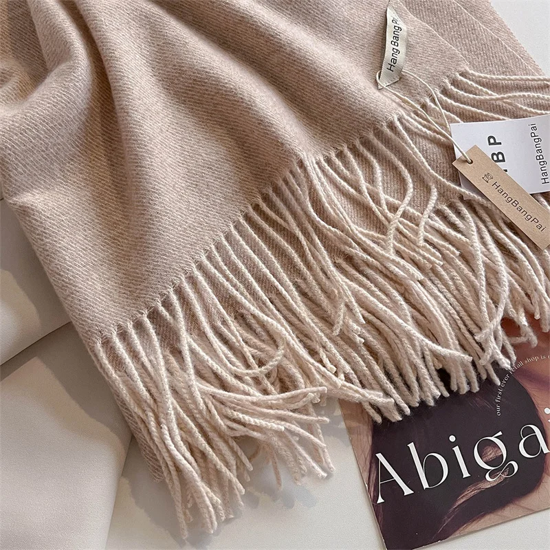 New Winer Warm Cashmere Scarf for Women Fashion Solid Thick Blanket Pashmina Shawl Wrap Female Bufanda Echarpe Foulard 2024