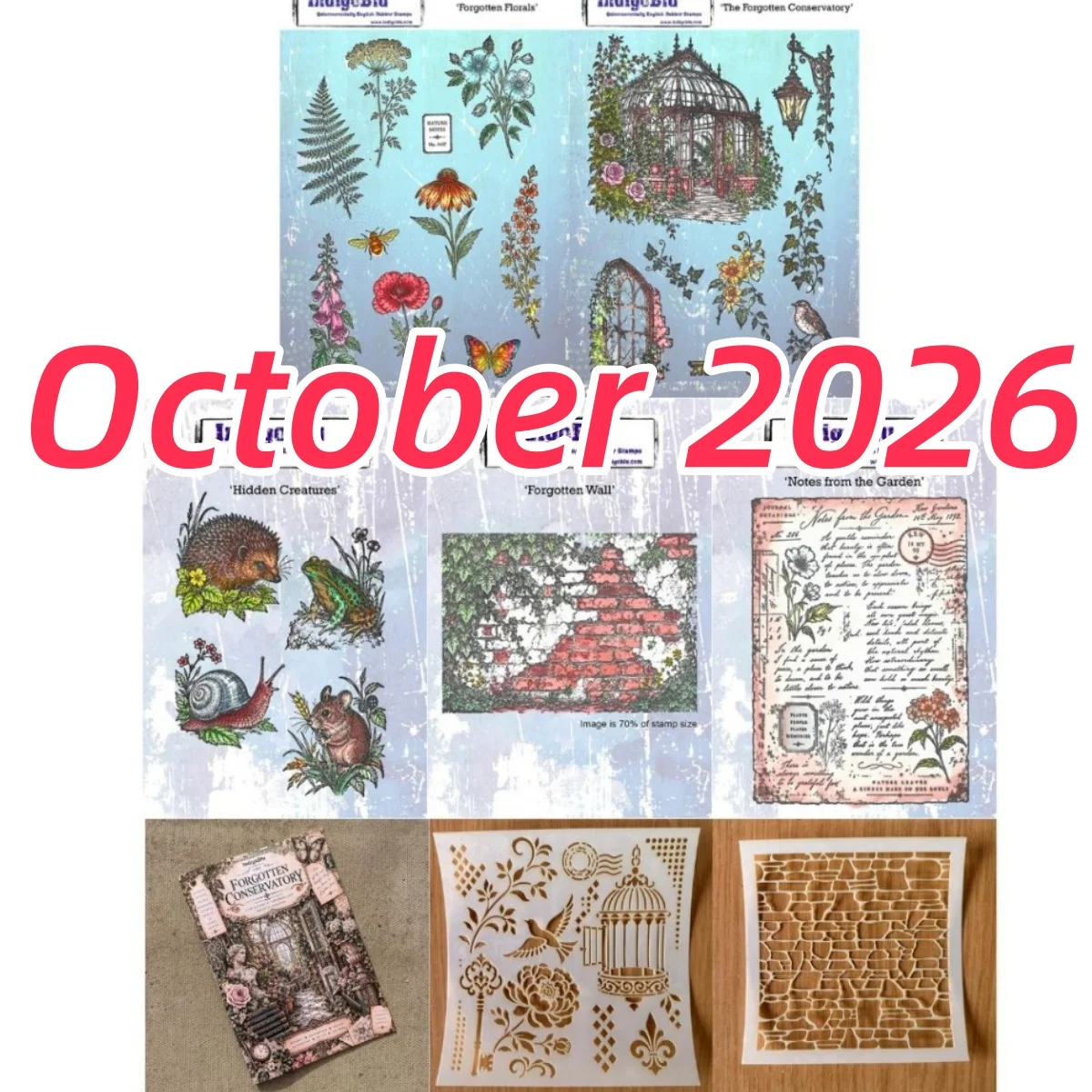 October 2026 Florals Hidden Creatures Forgotten Wall Metal Cutting Die Clear Stamps Conservatory Stencil For DIY Making Card