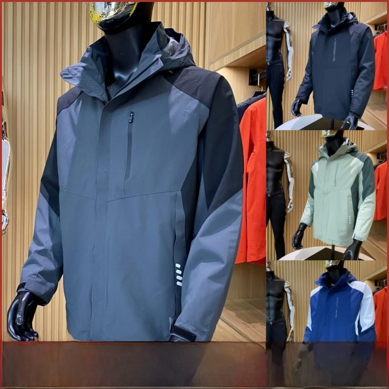 

Tee-in-One Thiened Fce Outdoor Climbing Jaet Youth Sle Stand Fit Long Sve Hooded Coat for Autumn And Winter