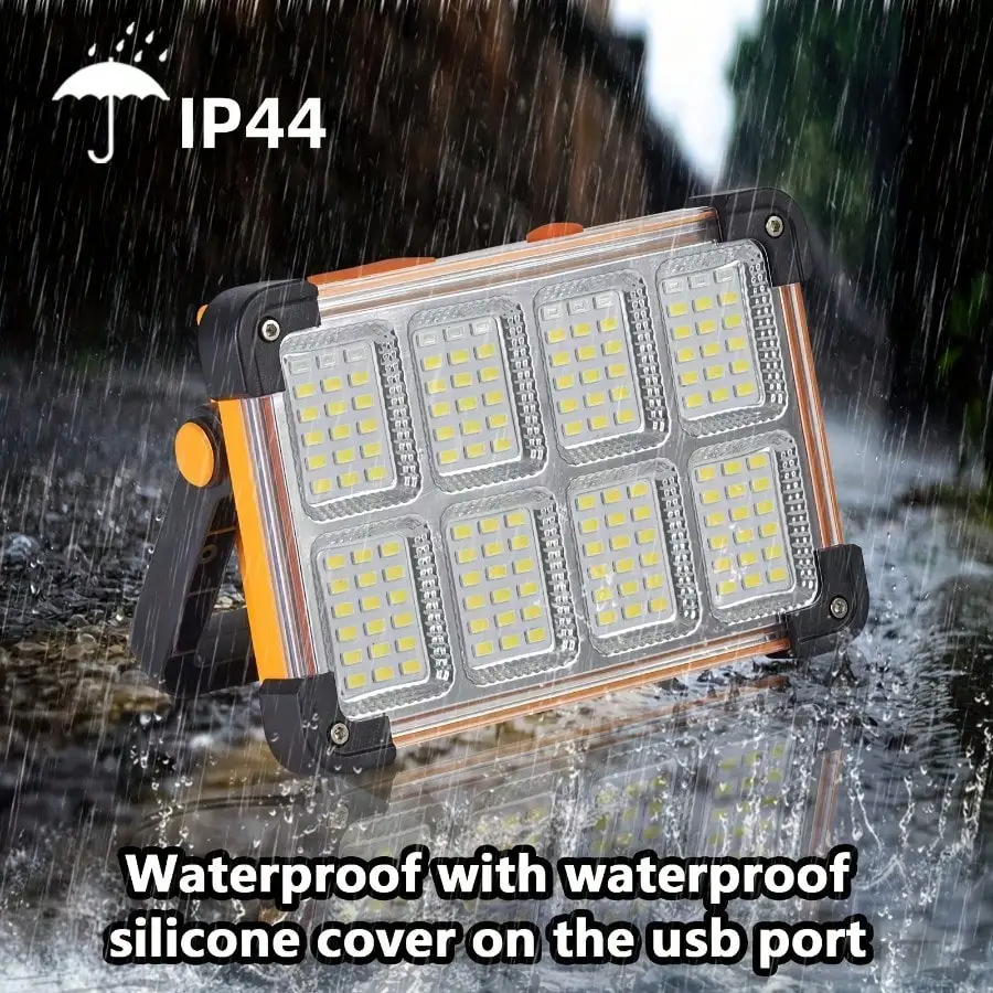 Sports Leisure Hiking Outdoor Camp Light Accessories, Solar &usb Rechargeable Battery Charging, Ultra-bright Portable LED Floodlight, IP44 Waterproof 4 Mode Indoor Outdoor Lighting Flashlight, for Mechanical Camping Fishing Car Maintenance(1 Pack)