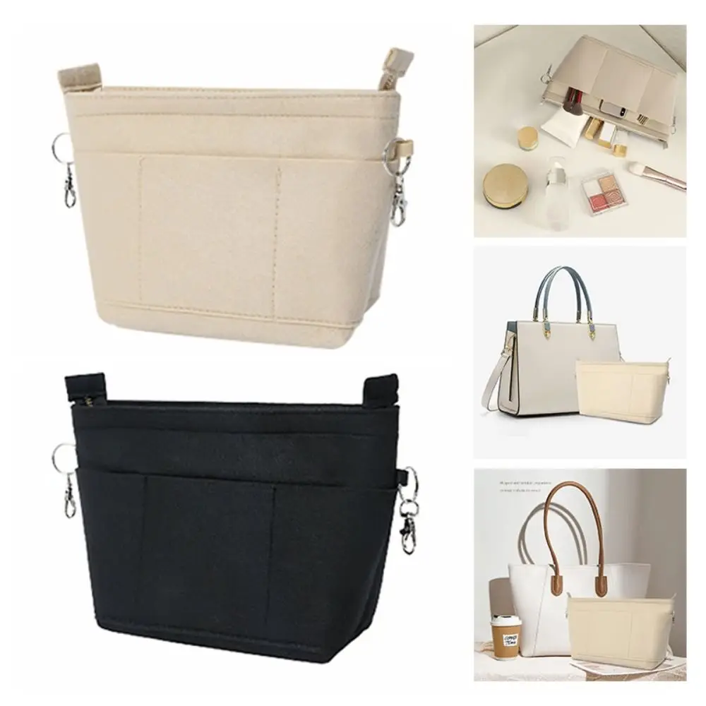 Felt Handbag Insert Liner Bag Multi-Pocket Bag Support Internal Bag Large Capacity Portable Purse Liner Storage Organization