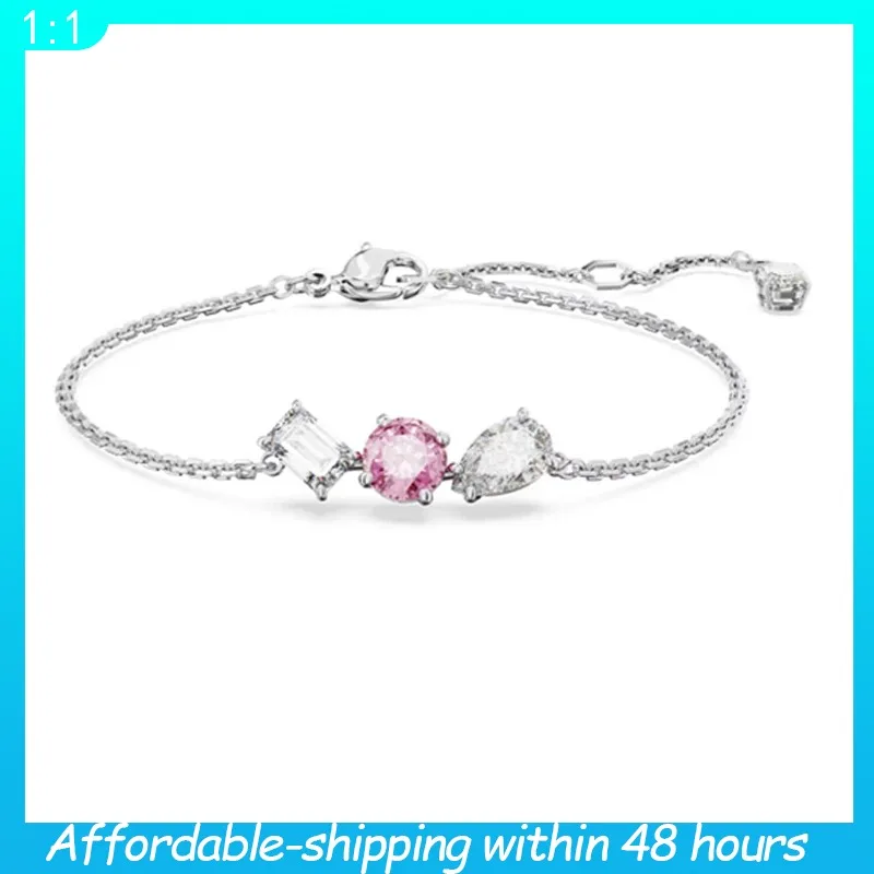 2024 Fashion New Mesmera Pink Mixed-Cut Bracelet: High-End Women's Jewelry, An Exquisite Gift