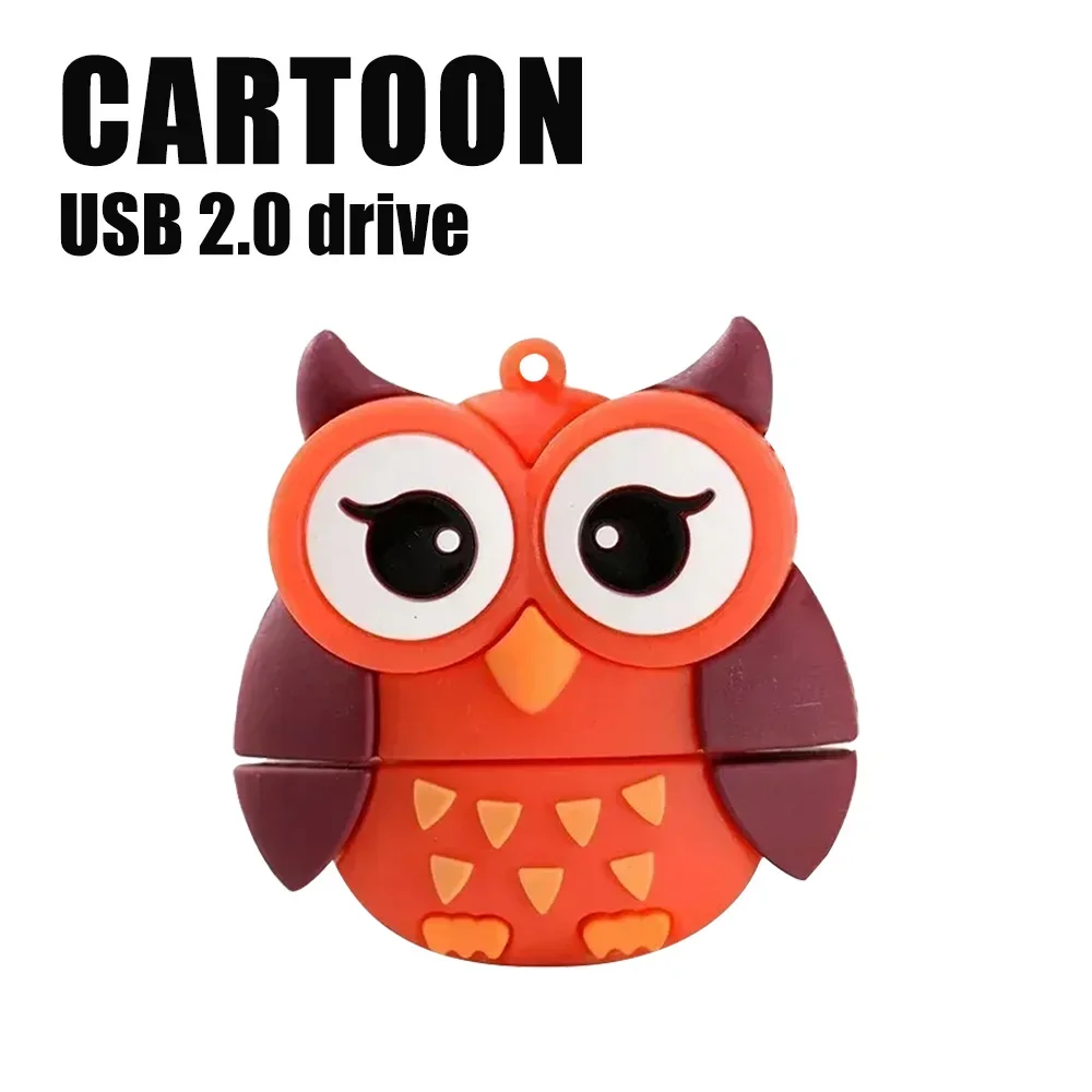 귀여운 만화 동물 펭귄 고양이 올빼미 사자 펜드라이브 USB 2.0 USB 플래시 드라이브 64GB 8GB 16GB 32GB 메모리 스틱 공룡 펜 드라이브