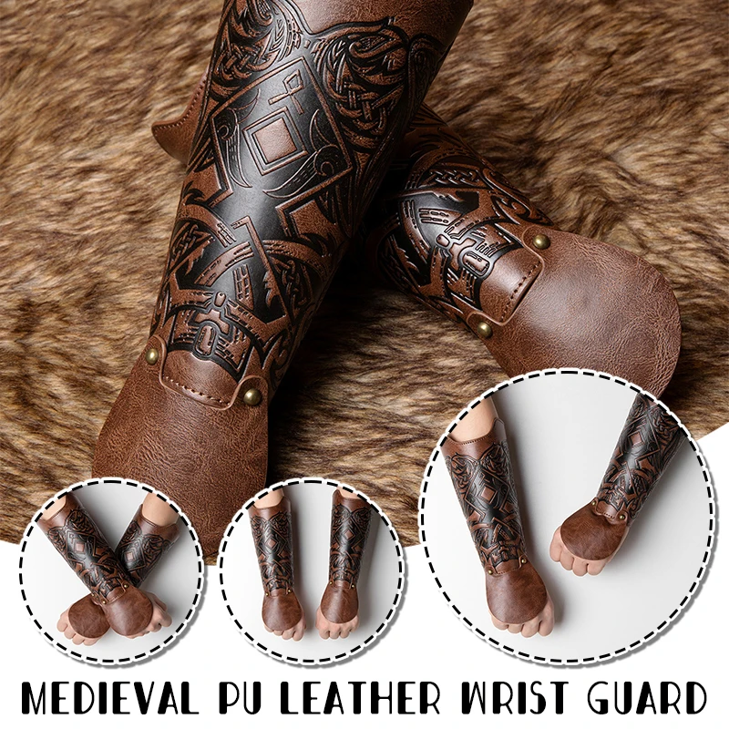 1pc Cosplay Costume Accessories Knight's Gauntlets Medieval Dark Embossed Wrist Guards Stage Props