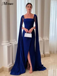 Mirror Dress Elegant Vintage Blue Ruffle Square Collar Front Slit Customized Ball Formal Occasion Prom Dress Evening Party Gowns