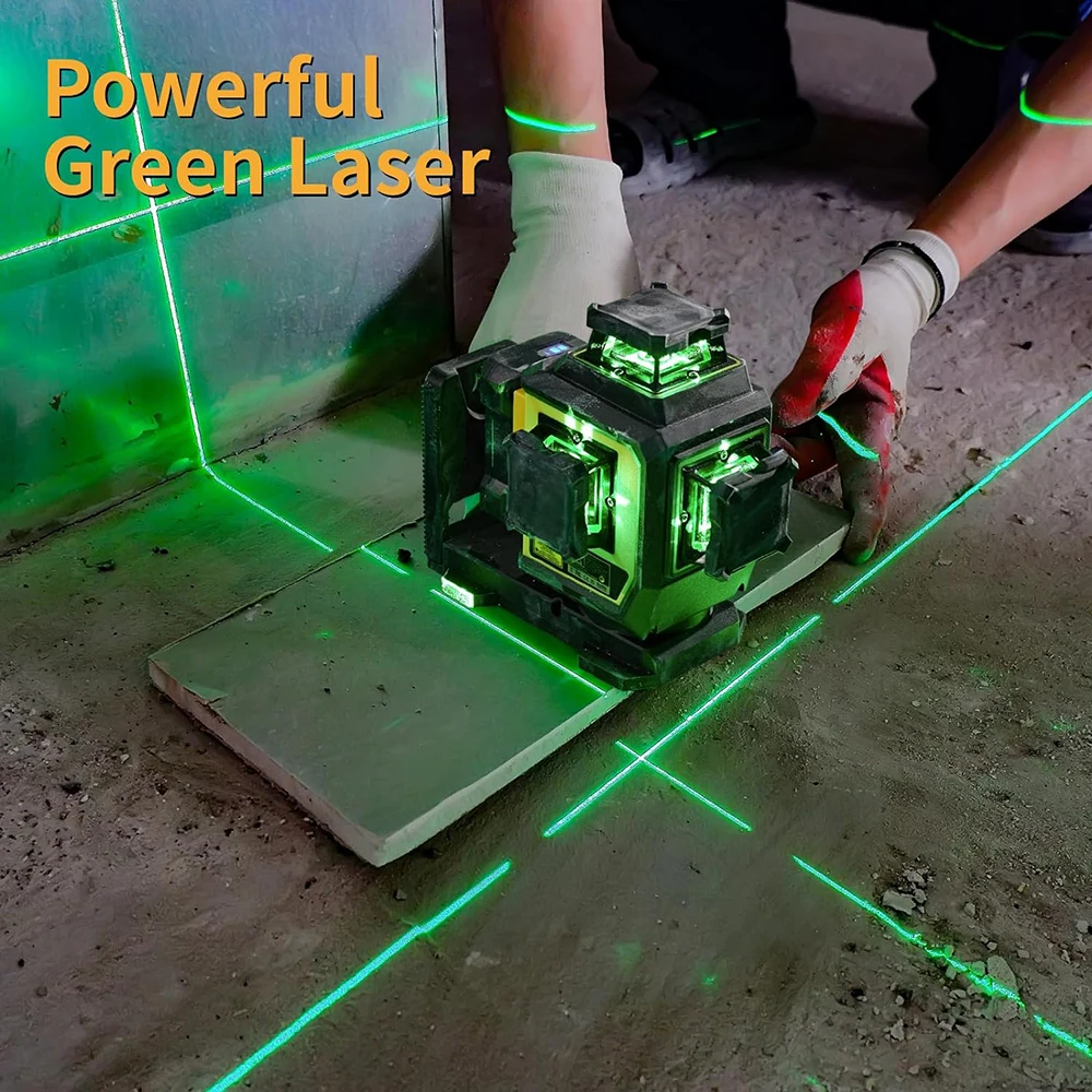 FIRECORE F95T-XG 12 Line 3D Green Laser Level 360 Rechargeable Li-ion Battery Self-Leveling nivel láser Integrated L-Bracket