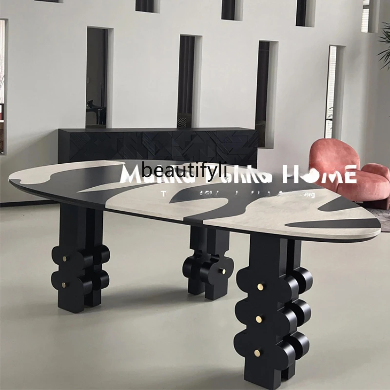 

Mid-Ancient Retro Hand-Painted Modern Minimalist Creative Art Negotiation Desk Home Irregular Dining Table