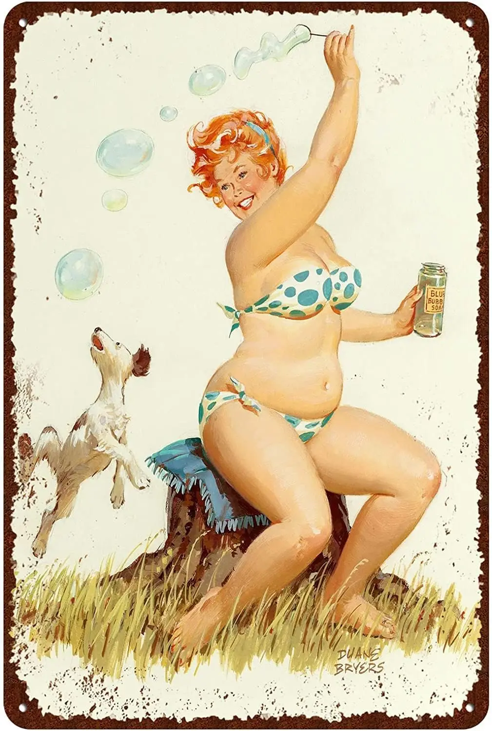Retro Decor Plaque, Metal Durable Poster Funny Metel Sign Pin Up Girl Vintage Tin Sexy Decorative Signs Wa
