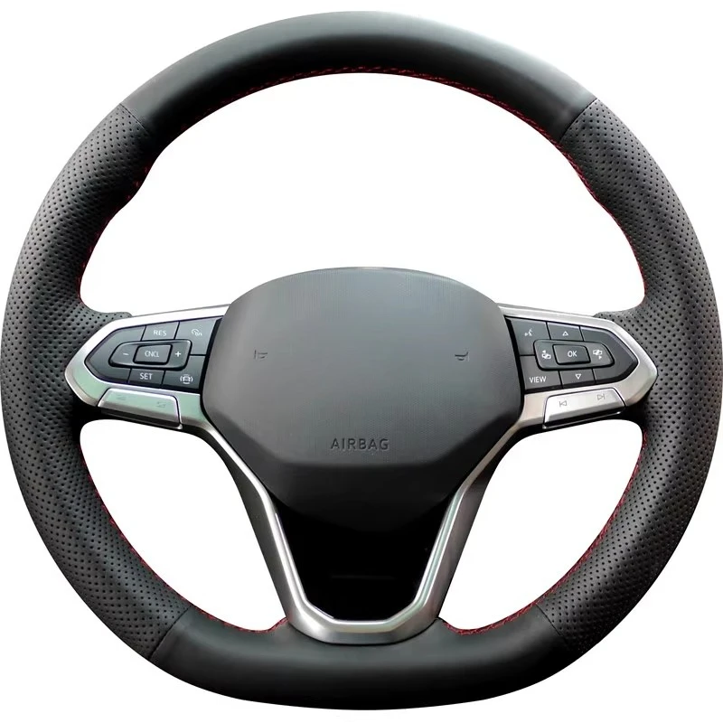 غطاء عجلة القيادة من جلد نابا مخيط يدويًا لسيارة Volkswagen VW Magotan Touareg Viloran ID.3 ID.4 Golf CC ملحقات السيارة #2