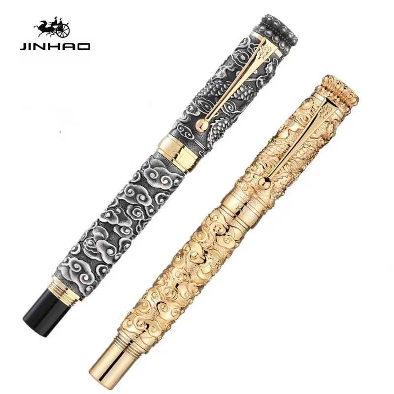 Luxury Jinhao Golden Ornamental Column Fountain Pen Business Office School Supplies Exquisite Collection Ink Pen Stationery