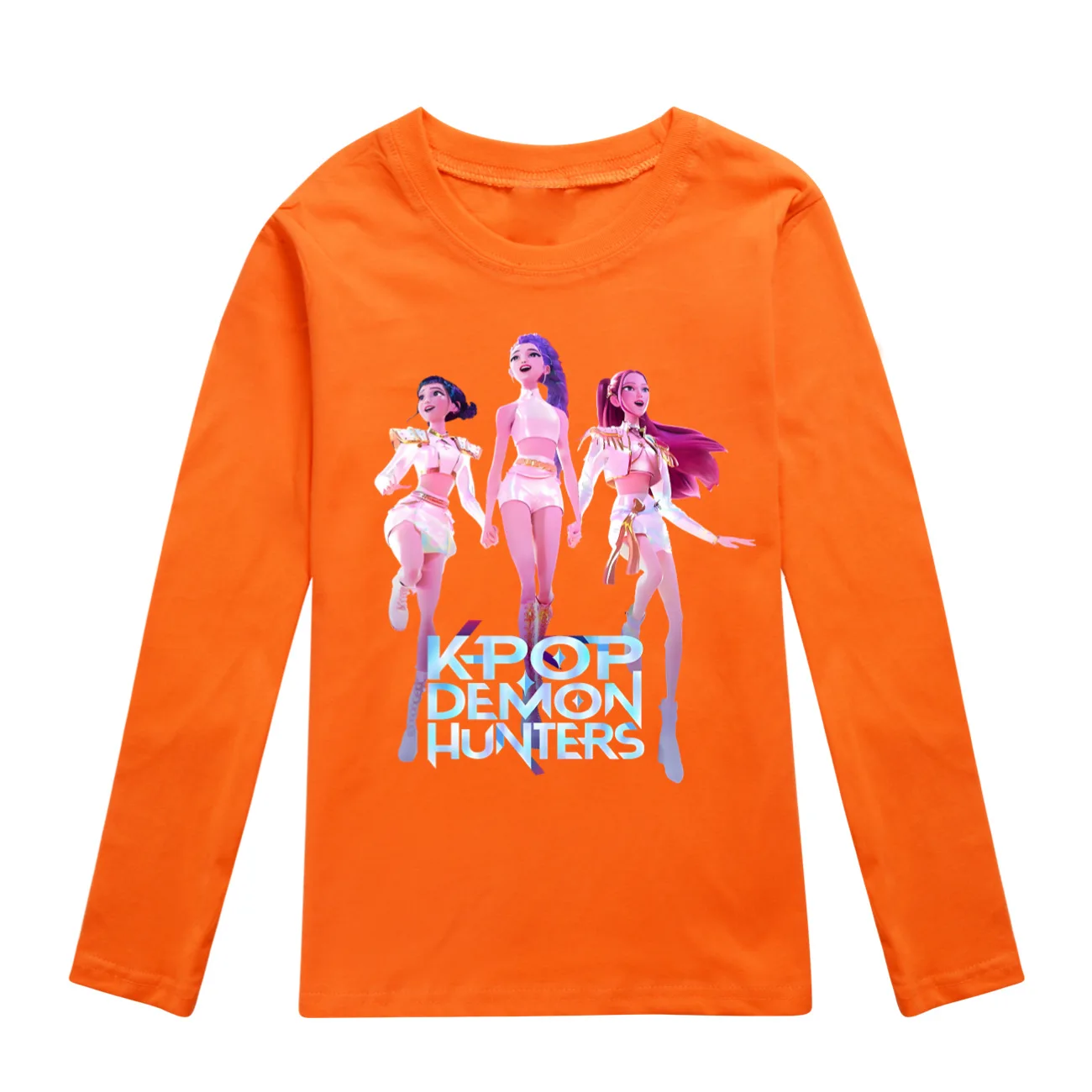 KPop شيطان الصيادين Huntrix التي شيرت الاطفال ملابس المراهقين الفتيان س الرقبة الكرتون تي شيرت غير رسمي الفتيات كم طويل بلايز ملابس الطفل