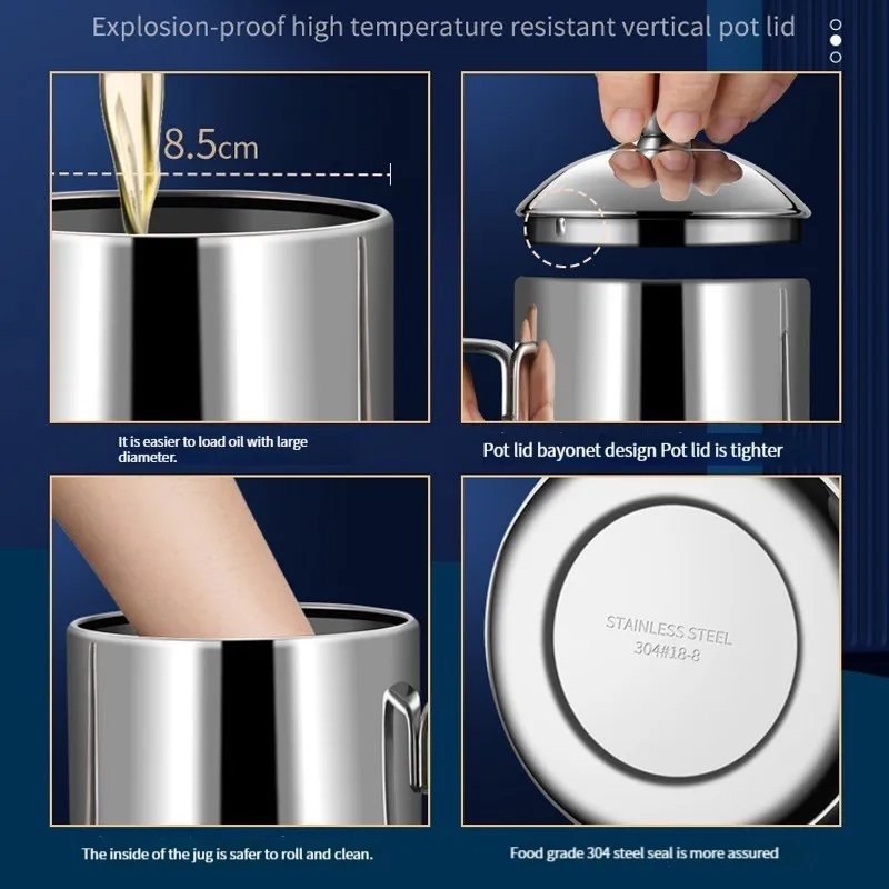 Tanque de óleo de grande capacidade do agregado familiar do potenciômetro de óleo de aço inoxidável suprimentos de cozinha grande pote de óleo europeu derramando garrafa de óleo