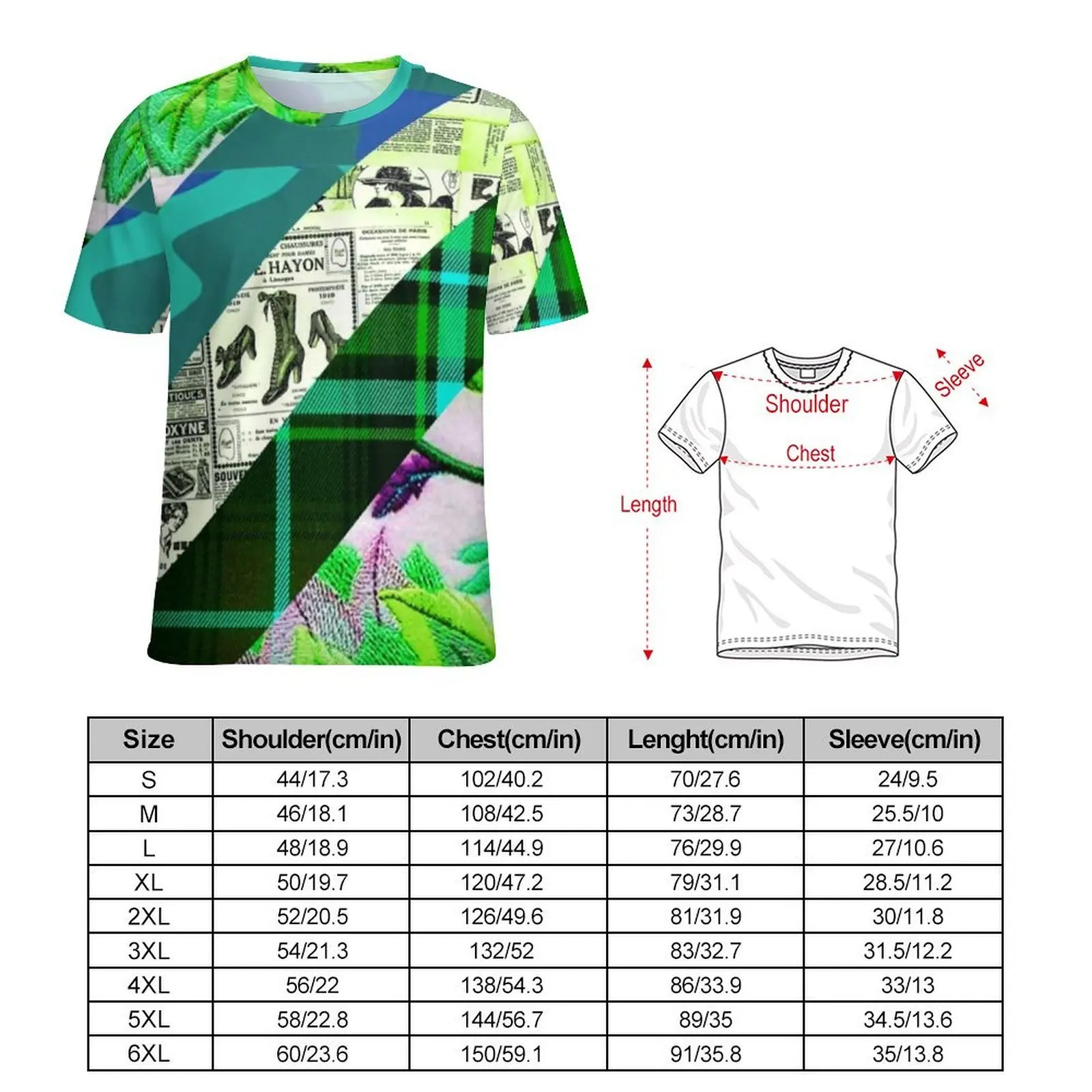 Funny Newspaper T-Shirt Men Flowers Strips Print Y2K Casual T-Shirts Beach Vintage Tees Short-Sleeve Graphic Oversized Tops