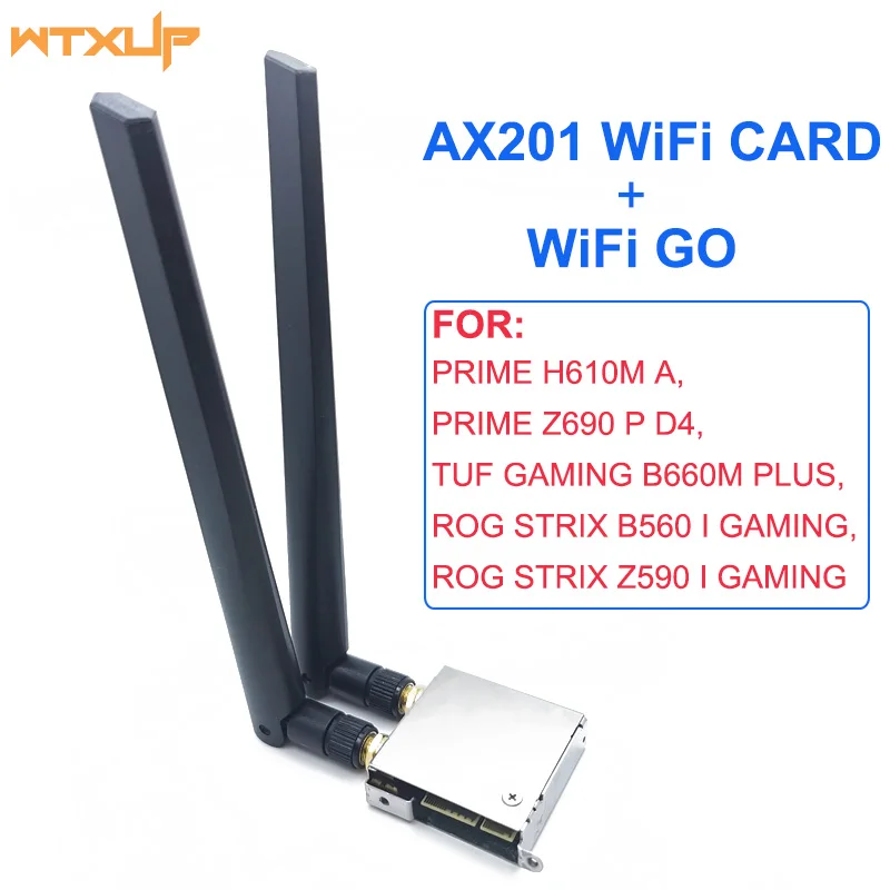 

WiFi Go Network Adapter AX201 WiFi 6 Wireless Bluetooth 5.1 2400Mbps Key E Cnvio 2 WiFi Card High Gain Antenna