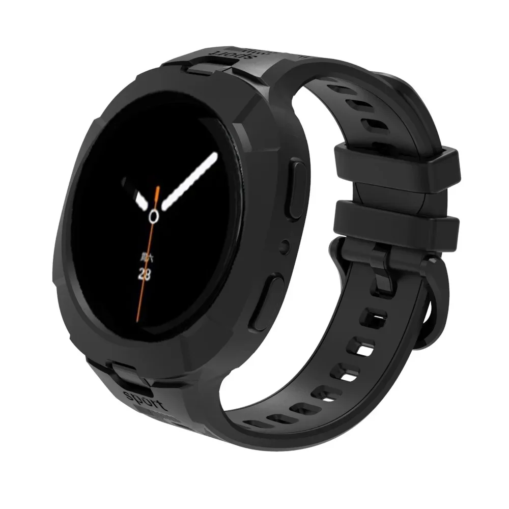 Case+Strap For Samsung Galaxy Watch 8 44 40mm Strap Silicone Breathable Strap Replacement Band For Samsung Watch 8 Classic 46mm