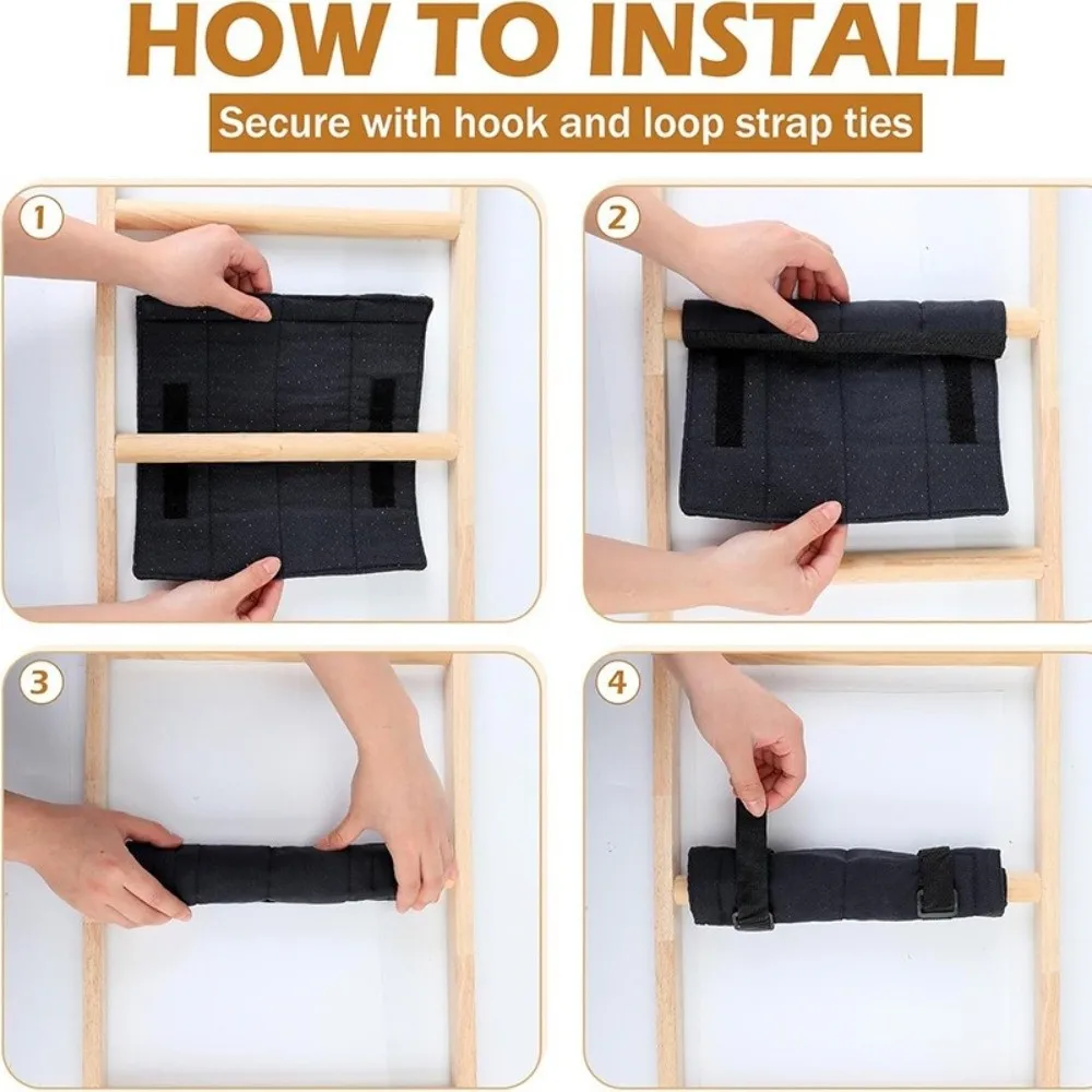 4pcs Soft With 8 Adjustable Hook Bunk Bed Ladder Pads Loop Straps Anti-Slip Loft Bed Ladder Pads Bunk Bed Ladder Cover Kids Room