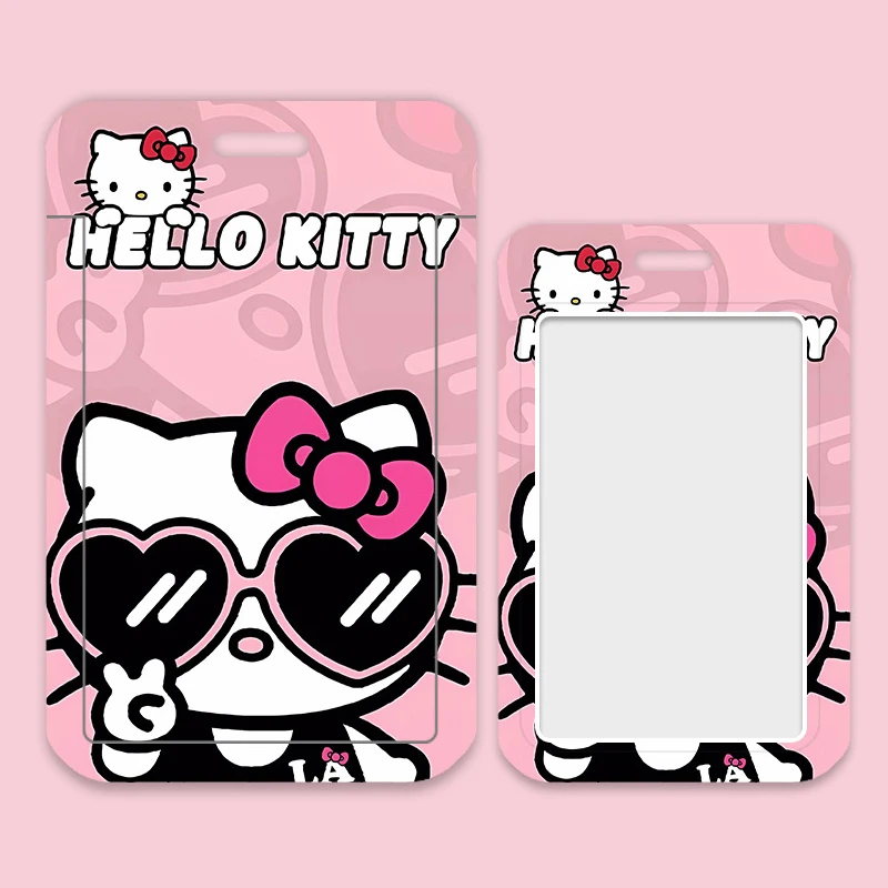 Kawaii Sanrio Hello Kitty Holder Card Cover Keychain Cartoon ID Photo Protect Case Protector Bag Kids Car Keyring Chain