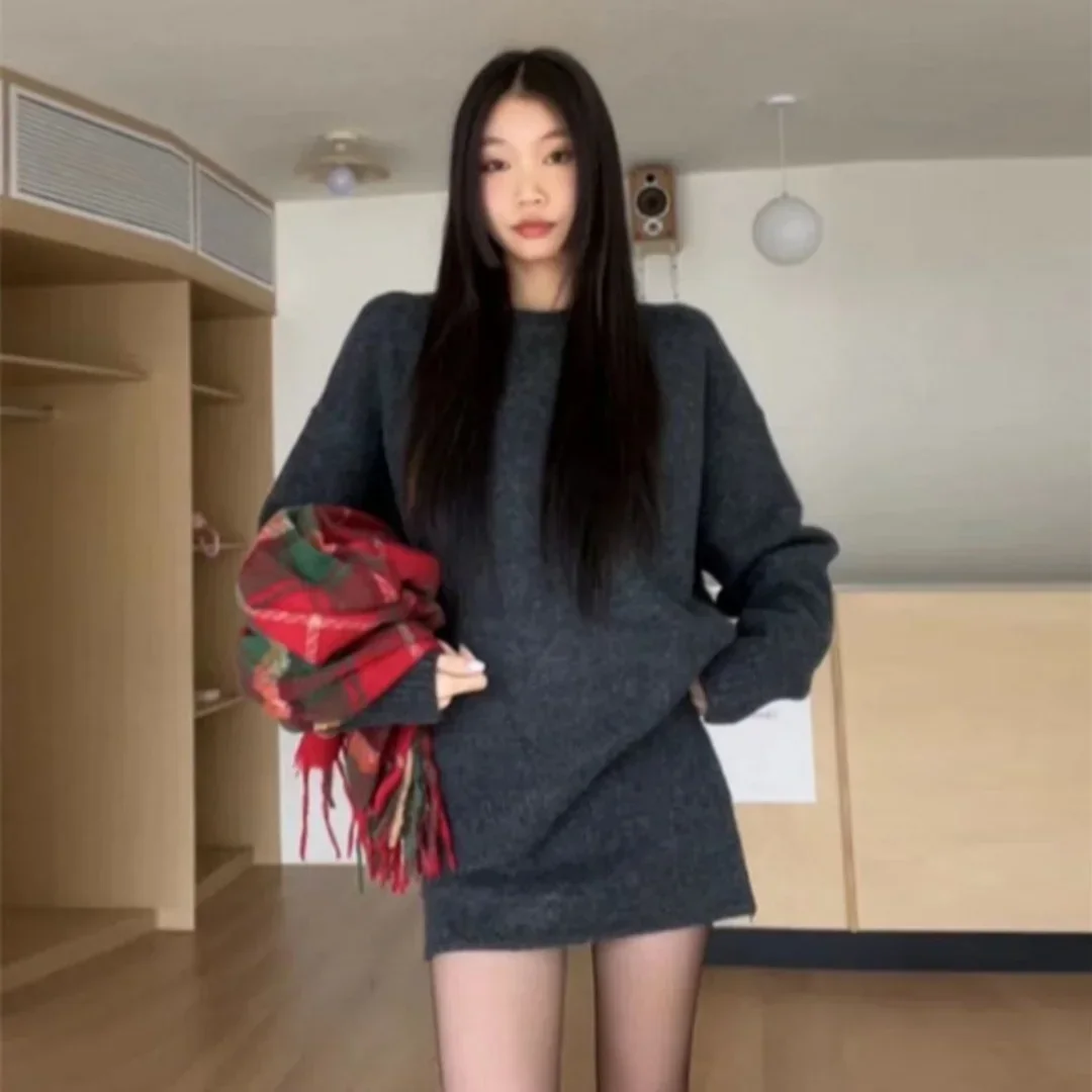 Knitted Pullover Sweater Tops+mini Skirt Suit Chic Loose Oversize Sweater High Waist Mini Skirt Two Piece Sets Womens Outifits