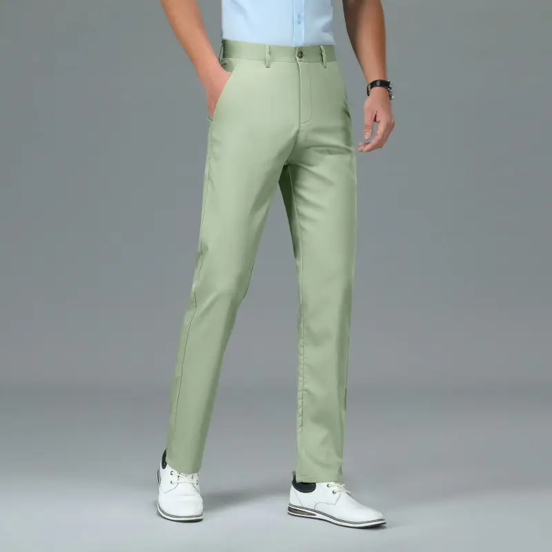

Solid Color Business Elastic Straight Slim Fit Male Suit Trousers Luxury Stylish Korean Style Clothes Designer Men's Suits Pants