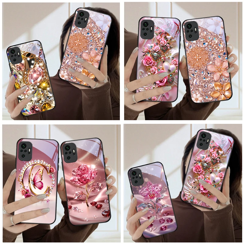 

Golden Thread Starlight For Redmi Note 8 9 9S 12S 10 Pro 11 12 13 Pro+ 14 Pro K60Ultra 13C 14C A3 12 13 Black Glass Phone Case