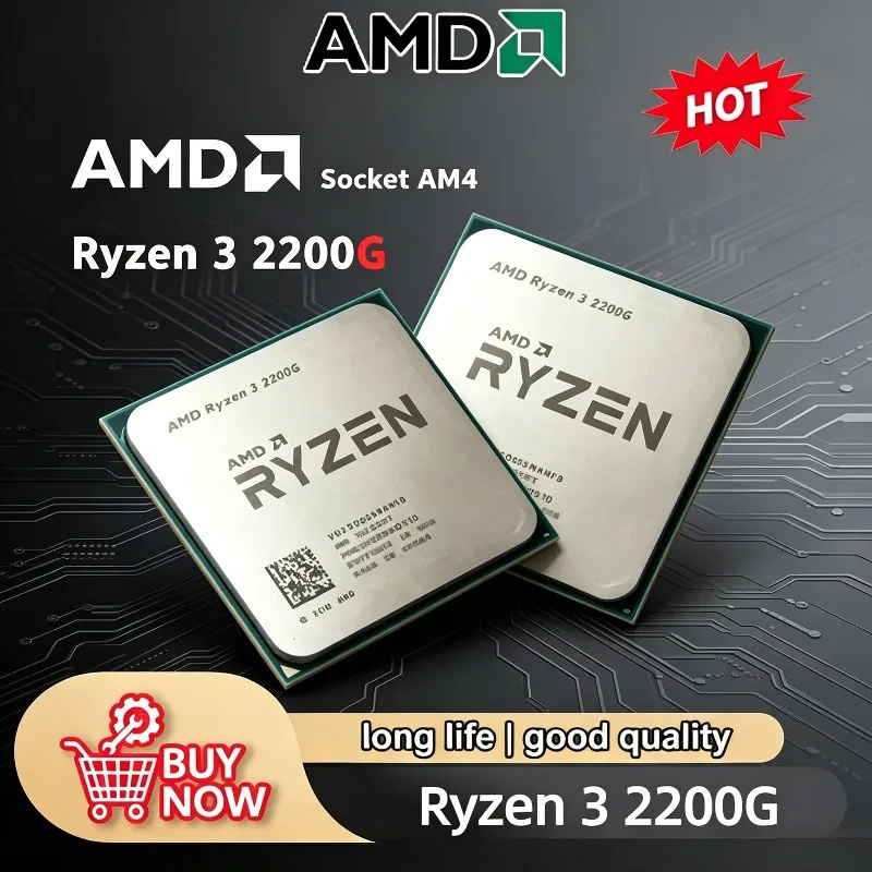 CPU AMD Ryzen 3 2200G Nuevo y Original – 3.5 GHz Zen Quad-Core Quad-Thread, Socket AM4, Modelo YD2200C5M4MFB, Gran Oferta