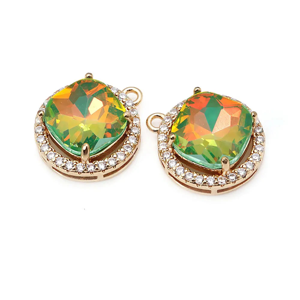 Colgantes Redondos de Latón con Zirconia y Cristal, Color Oro 18K, para Collares y Pendientes, Accesorios de Joyería DIY, Sitio Web Oficial de Rosediy