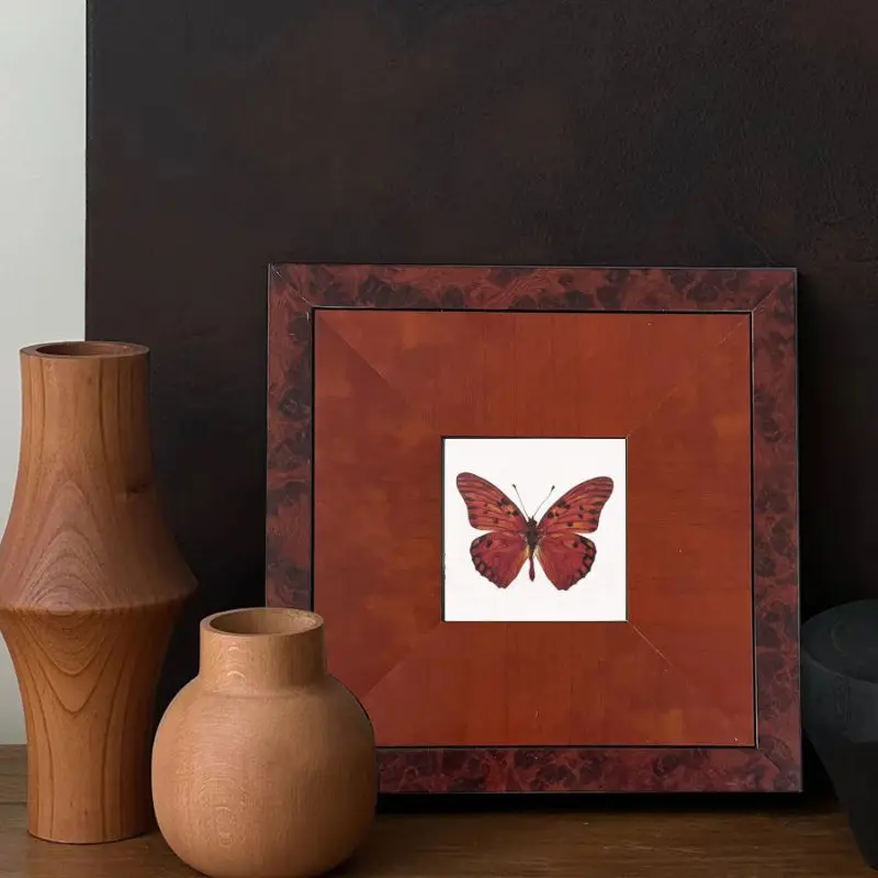 

Vintage-Inspired Square Picture Frame Dark Red Classic Solid Wood Design For Oil Paintings and Photos Perfect Wall Decor Gift