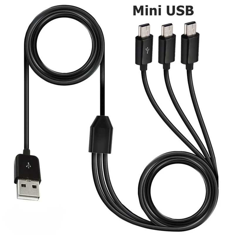 1M USB2.0 Male 1 to 3 / 2 Mini USB 5pin 3 in 1 mini usb data charger cable 1meter Fast Charging Mini USB Y Splitter Cable