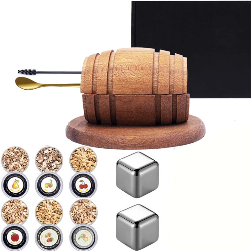 

Cocktail Smoker Kit Including Six Wood Chips and Two Ice Cubes Kit Bar Tools Bourbon Smoker Kit Gifts for Men
