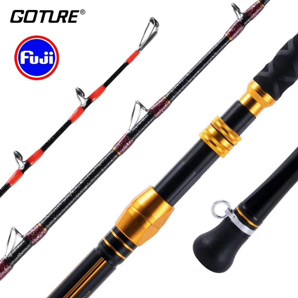 Goture 1.8m 2.1m Ocean Slow Jigging Fishing Rod Aluminum Alloy Handle Spinning Casting Rods Full Fuji Guide Ring Travel Tackle