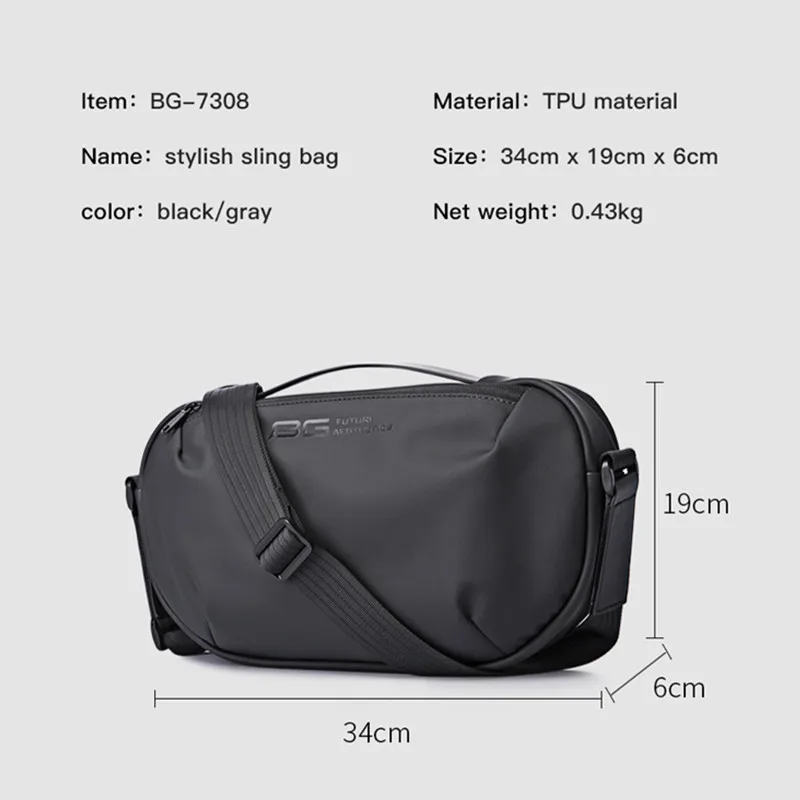 BANGE Men\'s Waterproof Crossbody Bag Oxford Large Capacity Multifunction Anti-theft Sling Shoulder Messenger Chest Bag Pack