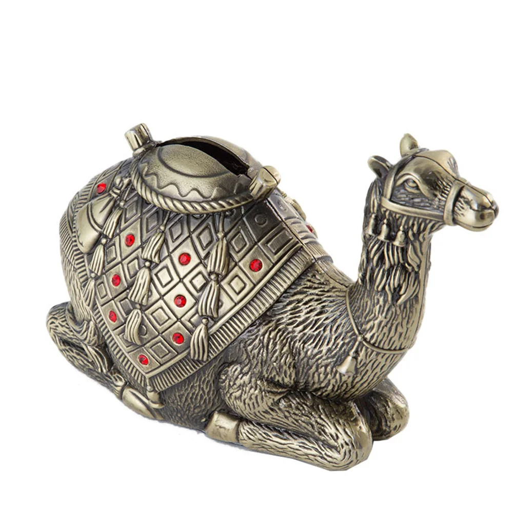 

Camel Shape Piggy Bank Golden Metal Coin Storage Box for Desk Home Decor Saving Pot Cartoon Money Holder