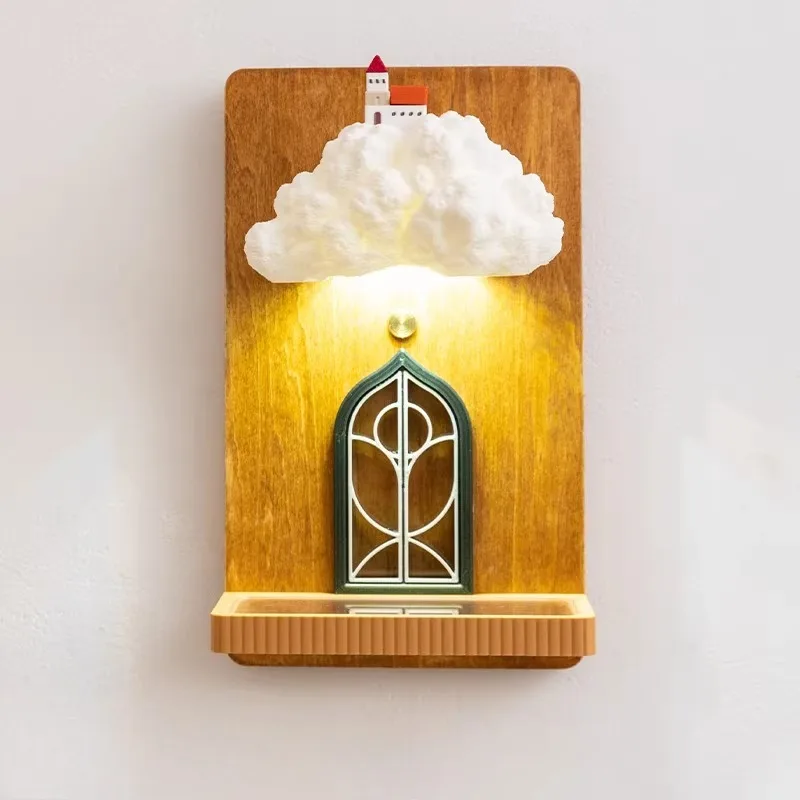 

Advanced Atmosphere Wall Lamp No Wiring Needed Cute Kids Room Bedside Display Rack Cloud Night Light Creative Gift Warm Light