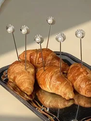 Original Fruit Sign Instagram Style Cute Summer Metal French Small Pearl Shell Fruit Fork Desserts Cutlery 304 Stainless Ste