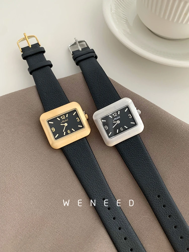 2024 New Digital Fashion Watch Simple Square Small Dial Student Leather Belt Women Wristwatch Reloj DeMujer Dropshipping