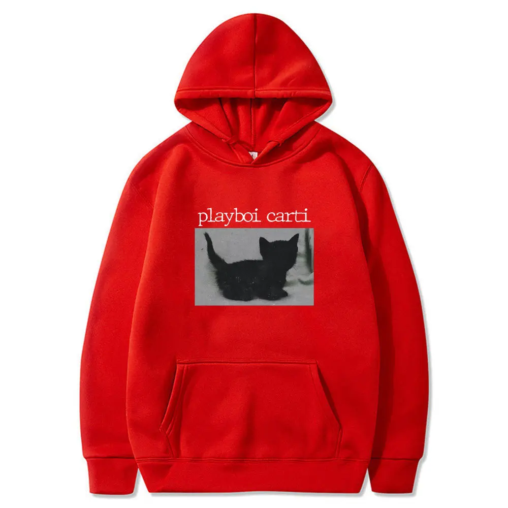 Hoodies for men and women, streetwear with space cat print, red, black, gray, hip hop style, brand fashion Kitten hoodie