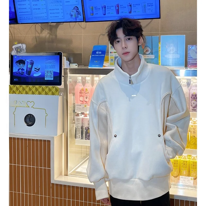 

Мужская толстовка Cleanfit Racing Suit с молнией, воротником-стойкой, в стиле пэчворк, плотная, модная, повседневная, свободного кроя