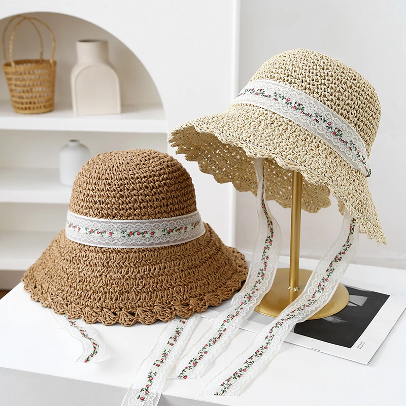 

Летние шапки для женщин, шляпа от солнца, складная милая цветочная лента, милый уличный повседневный солнцезащитный козырек, солнцезащитный крем, пляжные аксессуары, морские