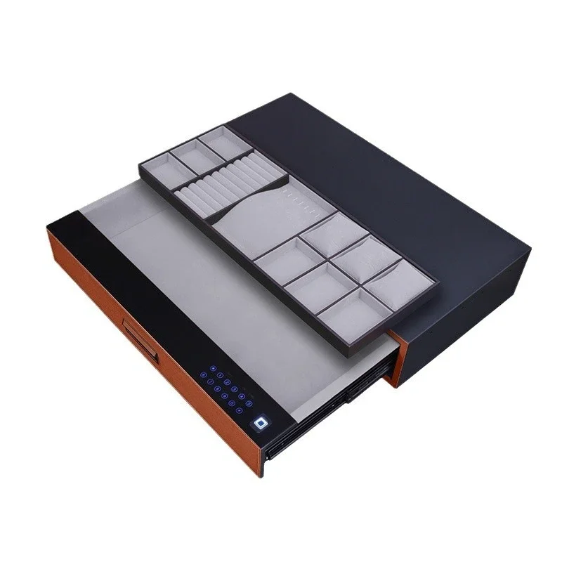 Leather fingerprint password drawer smart safe, wardrobe embedded anti-theft storage safe