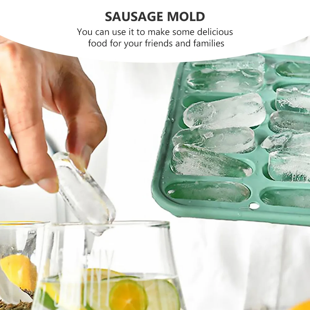 

2Pcs Silicone Ice Cube Trays Light Green Flexible Sausage Mold Eco-Friendly DIY Ice Maker Kitchen Baking Tool Perfect Gift
