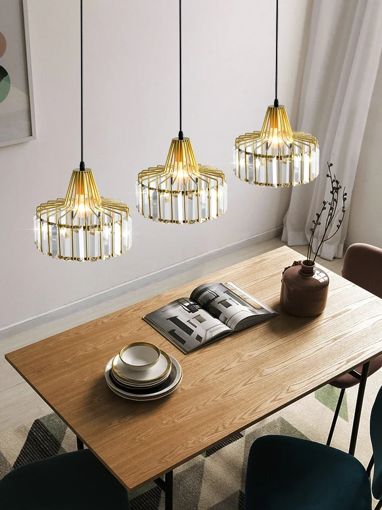 Simple and modern light luxury crystal bedside pendant lamp for restaurant lights, restaurant milk tea bar table lamp