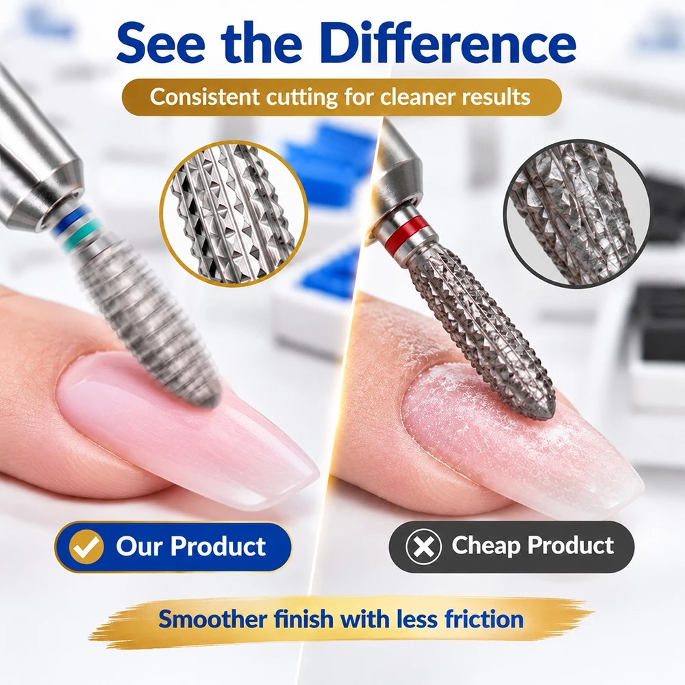 Klimonla Tungsten Steel Nail Drill Bit Professional Flame Cuticle Clean Polishing Nail Drill Bits For Manicure Drill Machine