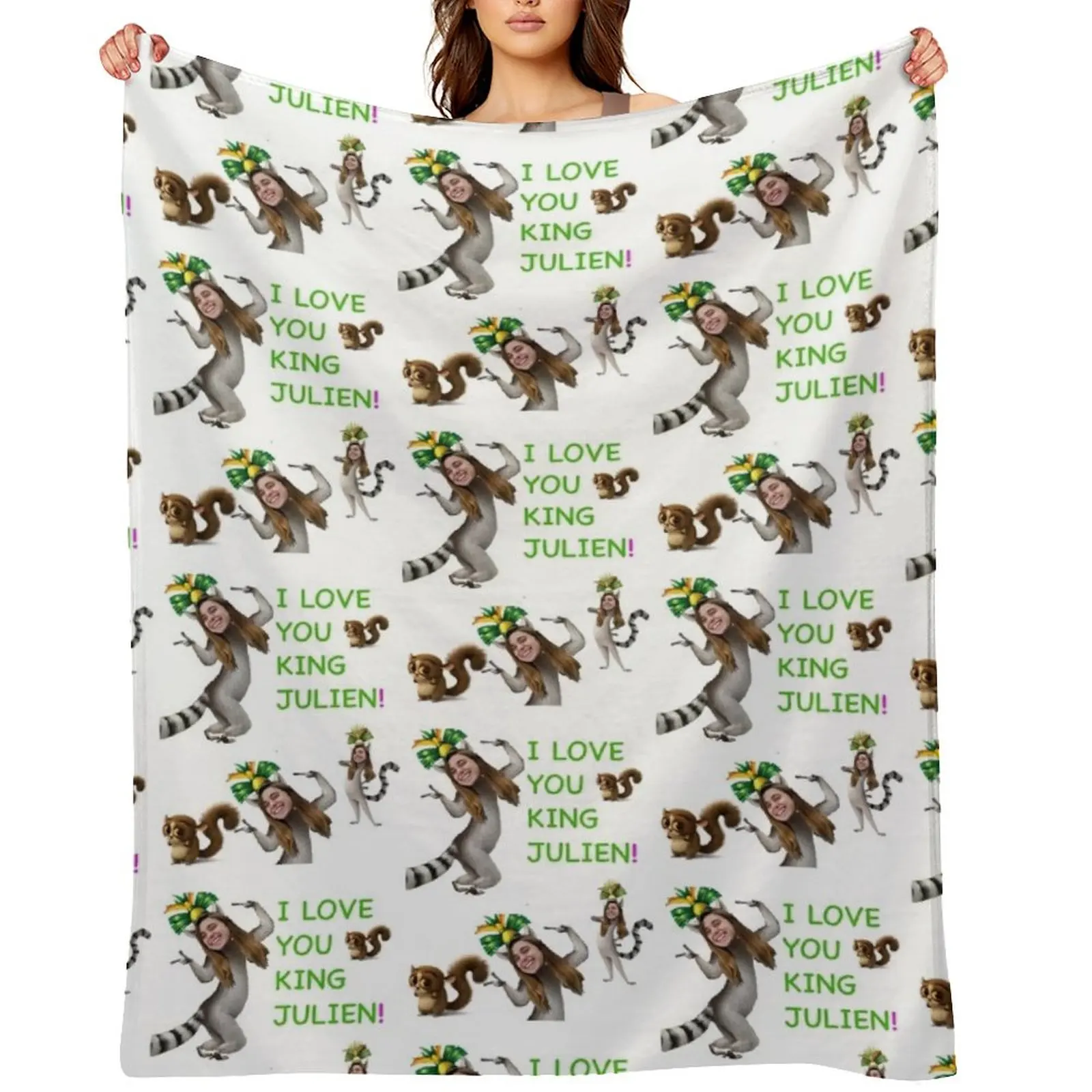 

I Love You King Julien Baker Throw Blanket Plaid Loose Soft Beds Kid'S Blankets
