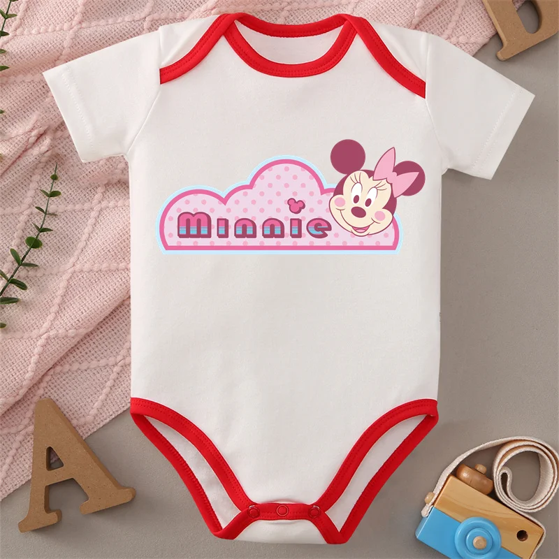

MINISO Hello Minnie Cute Print Baby Cloths 100% Cotton Jumpsuit Onesie Bodysuit for 0 To 12 Months Newborn Best Gift for Baby